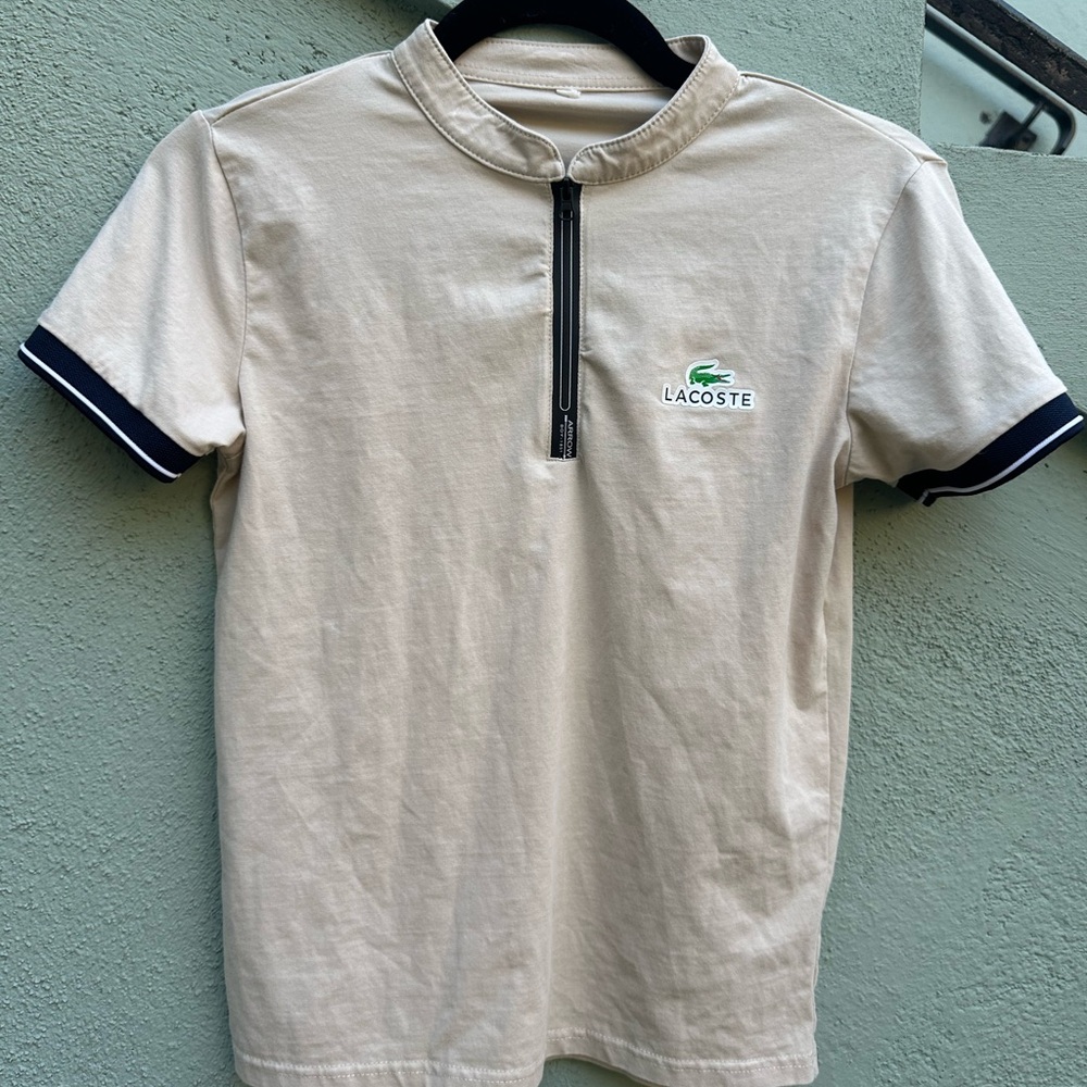 Lacoste Men's Cream Half-Zip Polo